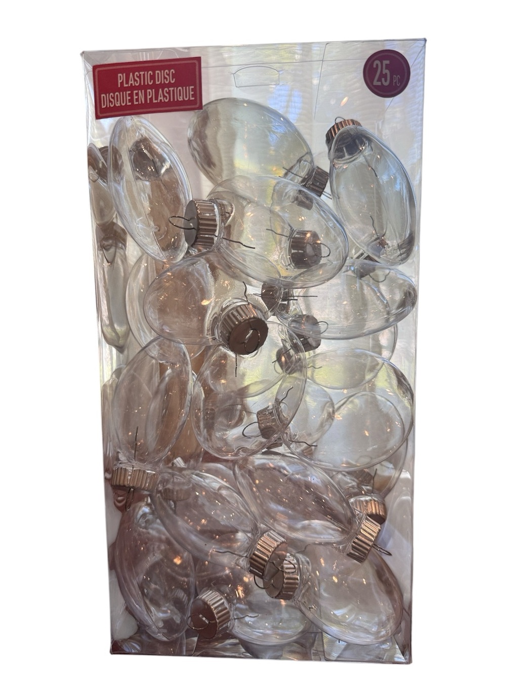Make Market Clear Disc Plastic Christmas Ornaments 25 Pack 80mm Silver Tops